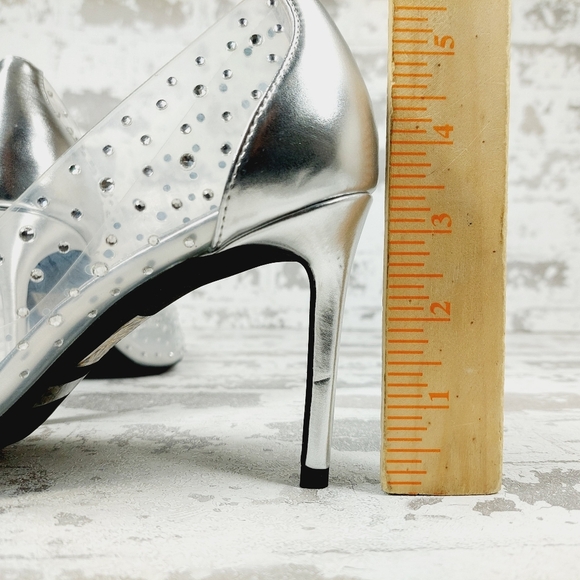 NEW Jeffrey Campbell Crystaline Rhinestone Clear-Silver Evening Heels C15 - Picture 9 of 15
